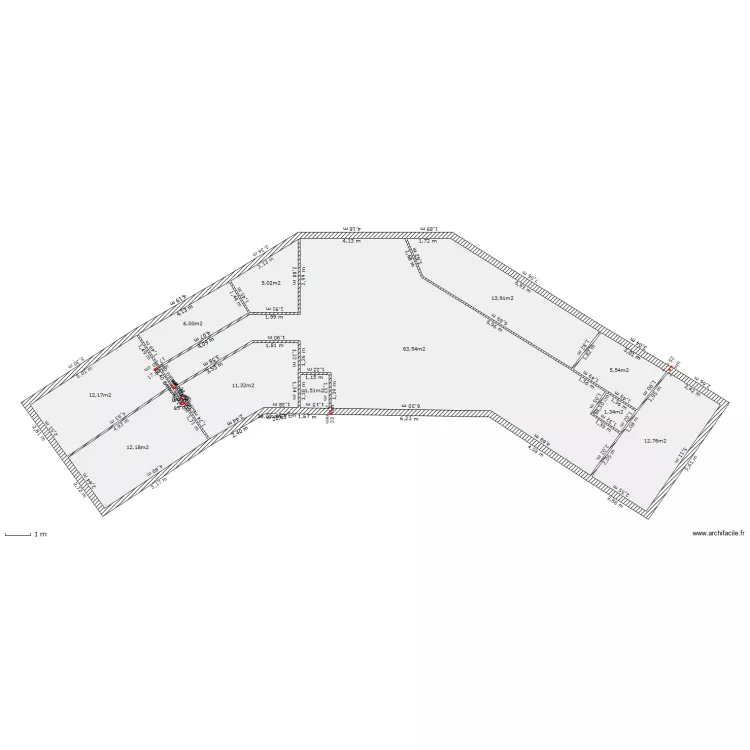 maison en V. Plan de 