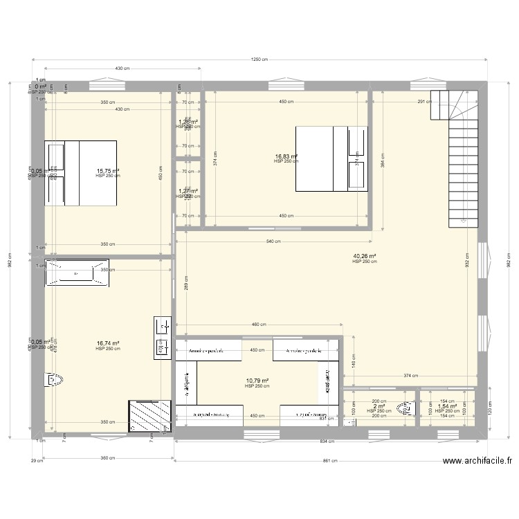 etage 1. Plan de 12 pièces et 107 m2
