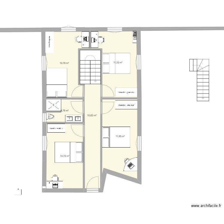 MAISON 2ND ESSAI. Plan de 6 pièces et 59 m2