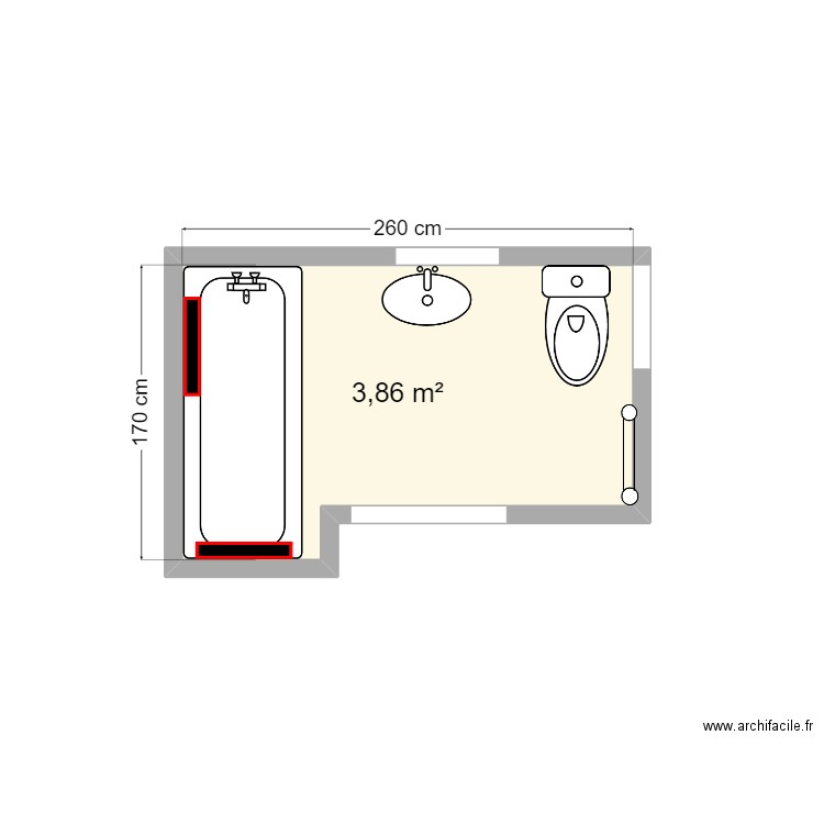 BENFARES plan existant. Plan de 1 pièce et 4 m2