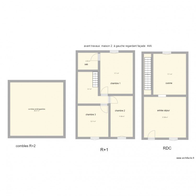 wignehies 2 avant travaux. Plan de 0 pièce et 0 m2