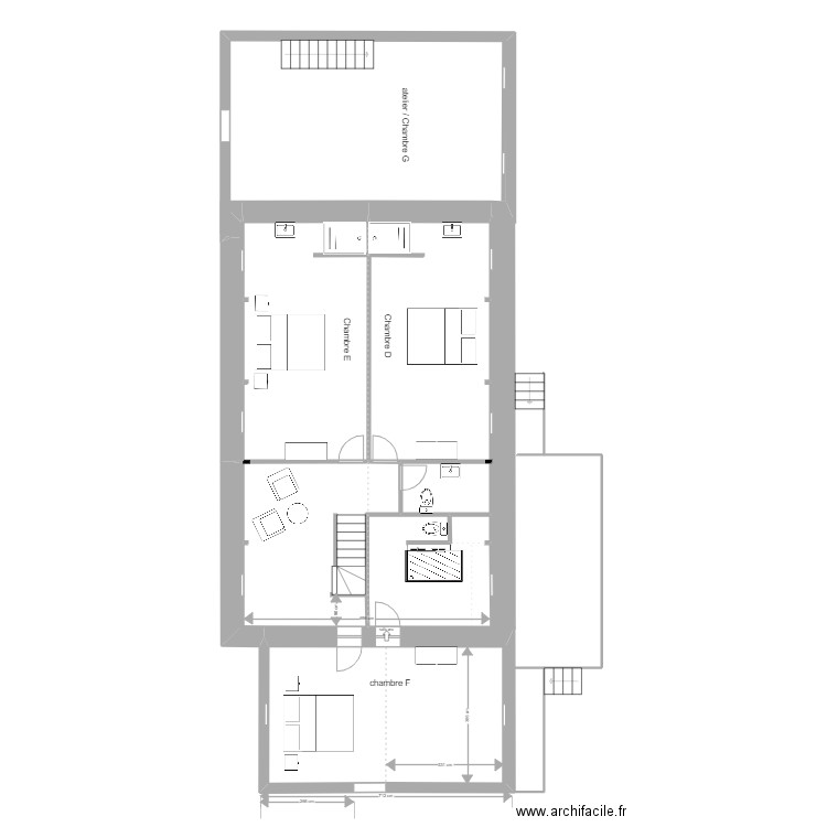 projet étage 1.2. Plan de 7 pièces et 122 m2