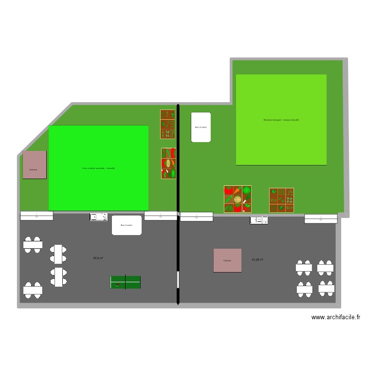 jardins crèche et foyer de jour UNITED KIDS. Plan de 4 pièces et 200 m2