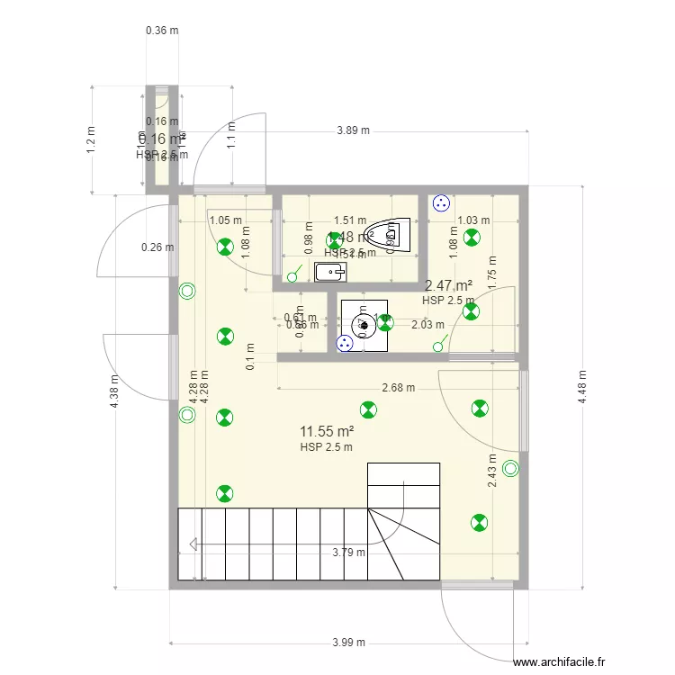 Plan Buanderie Toilettes RDC 2. Plan de 