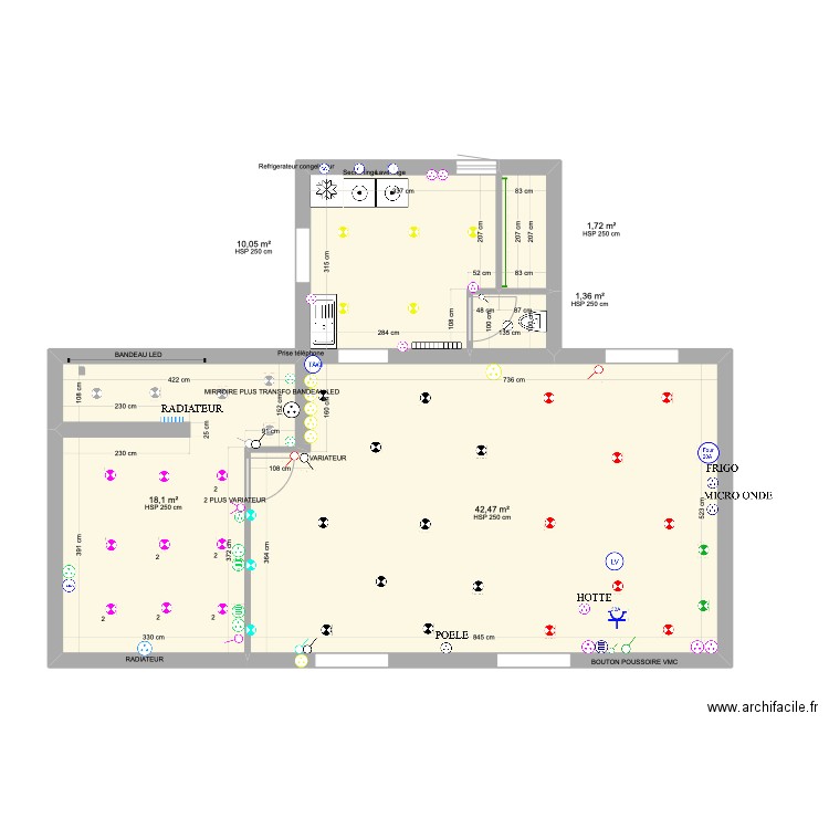 PLAN RDC ELEC. Plan de 5 pièces et 74 m2