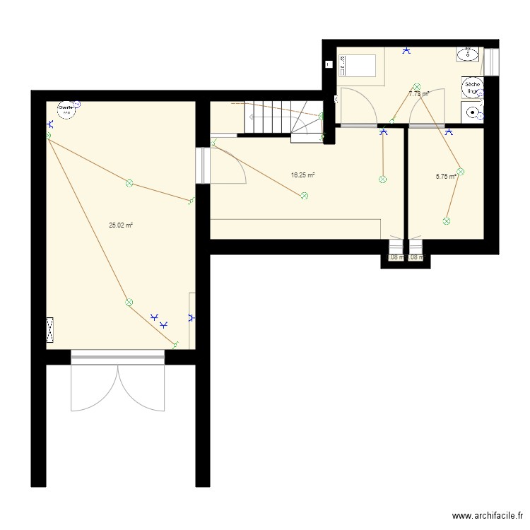 41 r latour sous sol sans cotes. Plan de 6 pièces et 55 m2