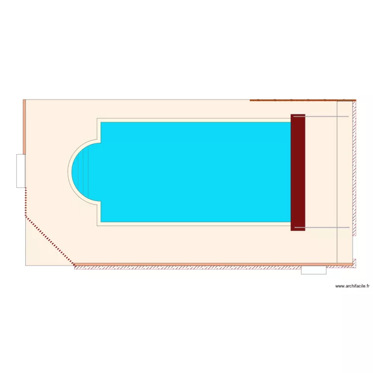 Piscine future 2 volet en position . Plan de 