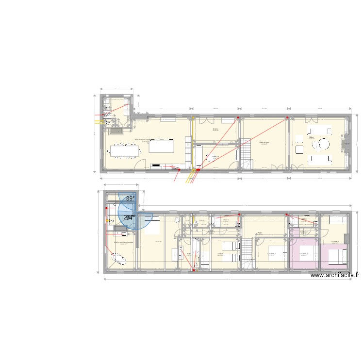 Norolles modifié 1.3 évacuations. Plan de 21 pièces et 306 m2