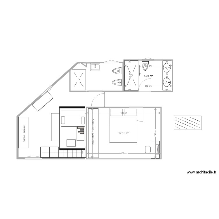 CHBRE ANGLE VERSION 1. Plan de 0 pièce et 0 m2