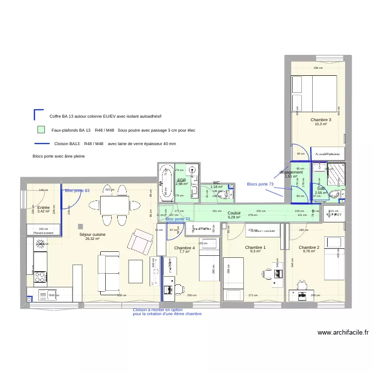 02 Boulogne plan cloisons faux plafonds. Plan de 