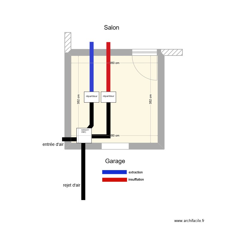 local technique. Plan de 1 pièce et 12 m2