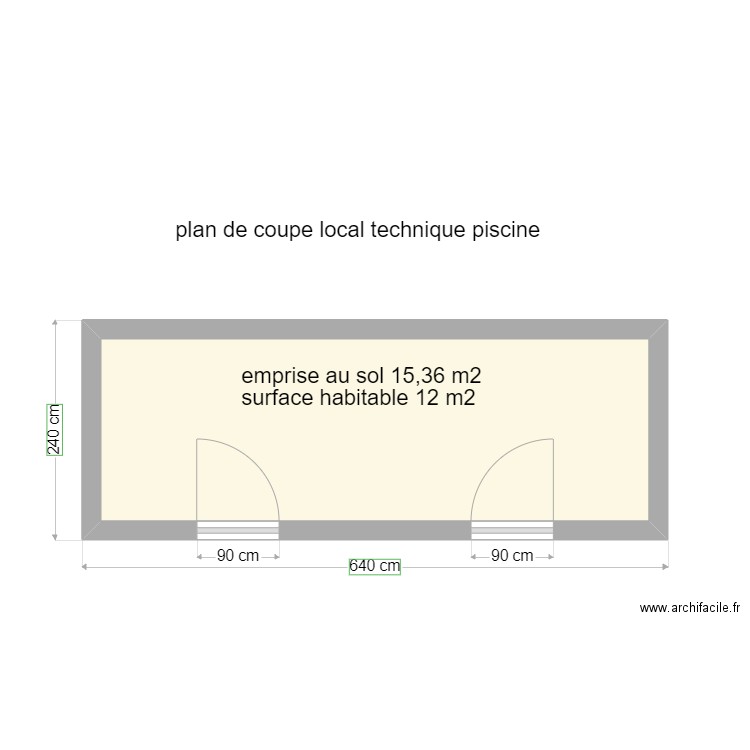 local technique. Plan de 1 pièce et 12 m2