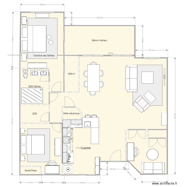 Condo-7918 Granada. Plan de 11 pièces et 137 m2