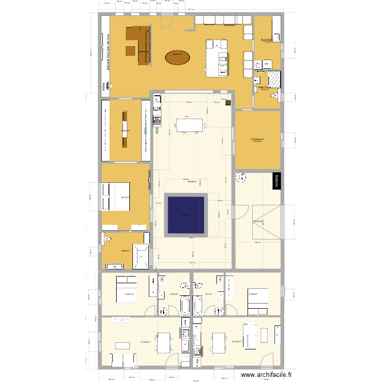 maison patio 2 maconnerie. Plan de 16 pièces et 302 m2