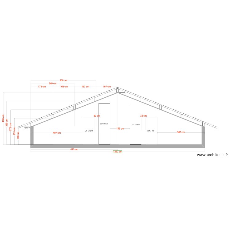 Plan pignon central. Plan de 0 pièce et 0 m2