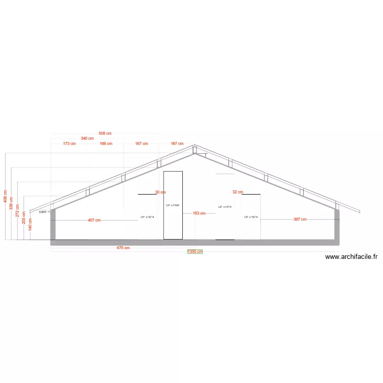 Plan pignon central. Plan de 