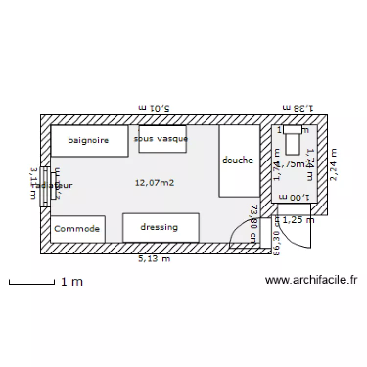 salle de bain denis. Plan de 
