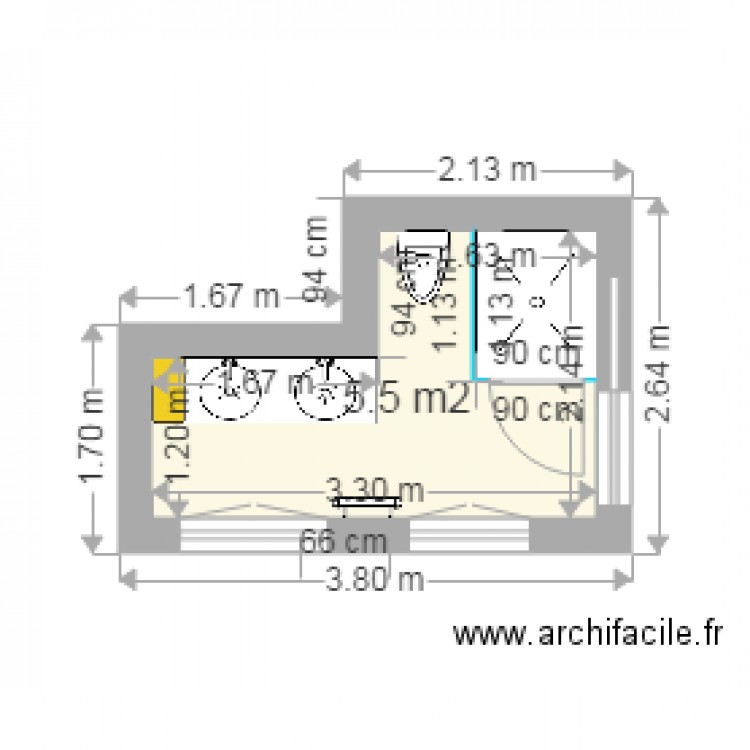 SDB 1 V1. Plan de 0 pièce et 0 m2