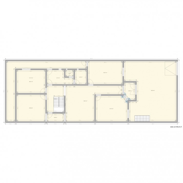 mee. Plan de 13 pièces et 285 m2