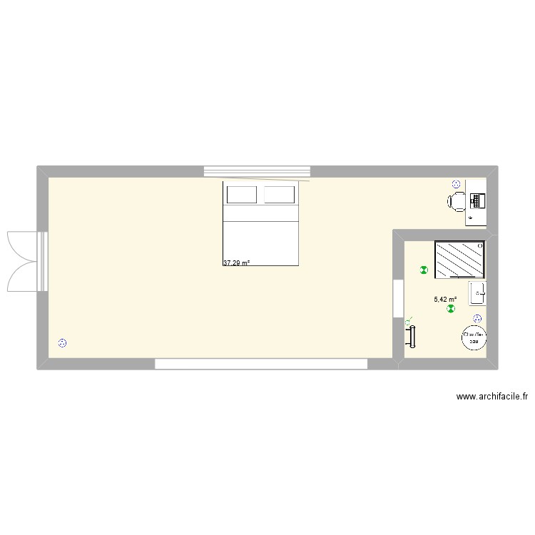 studio. Plan de 0 pièce et 0 m2