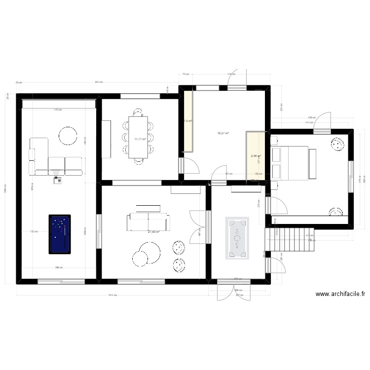 Maison David version 1. Plan de 5 pièces et 66 m2