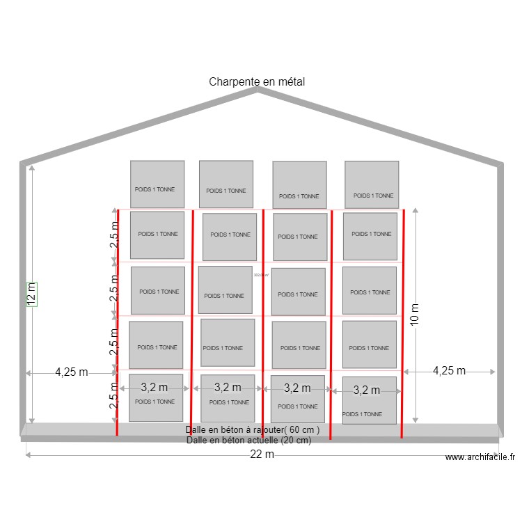 Plan bâtiment  logistique. Plan de 1 pièce et 302 m2