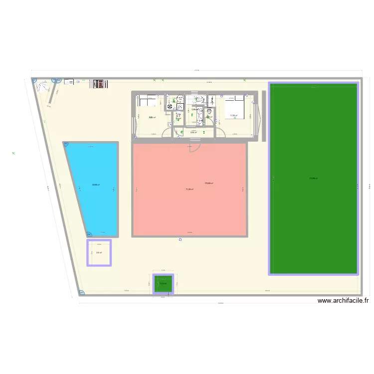 NOUVELLE EXTENSION 2. Plan de 13  et 689 m²