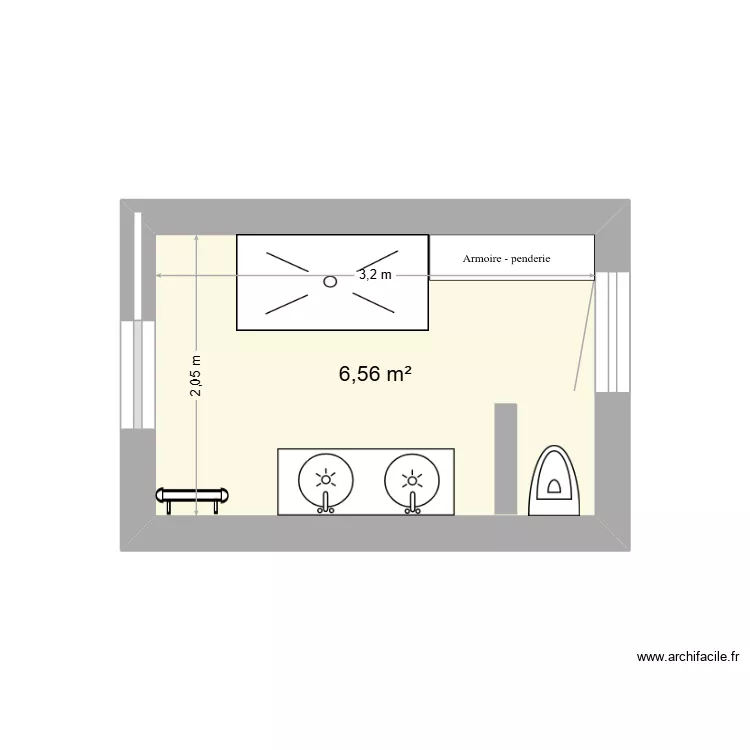 SDB 3 16 07 26. Plan de 1  et 7 m²