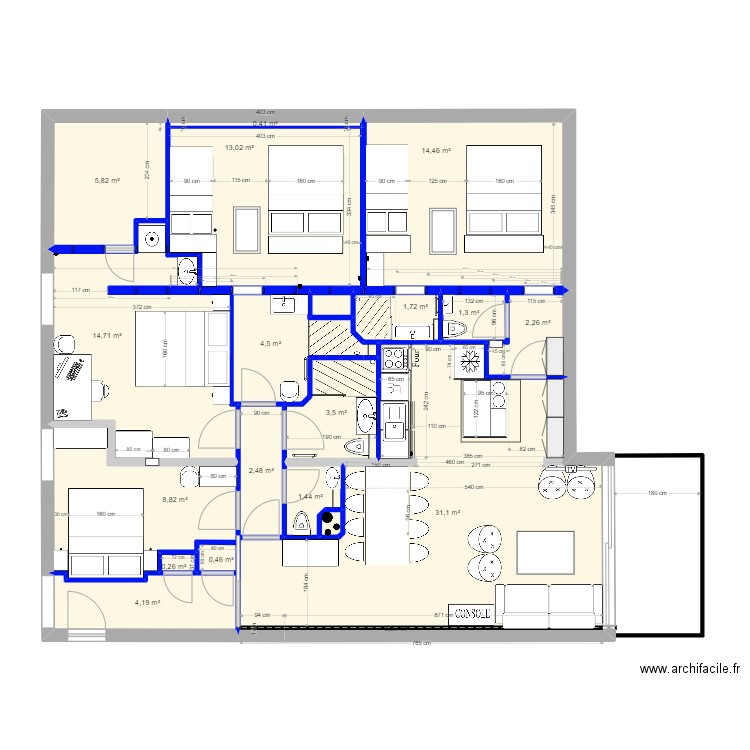 plan du 17 janv 2024. Plan de 20 pièces et 111 m2