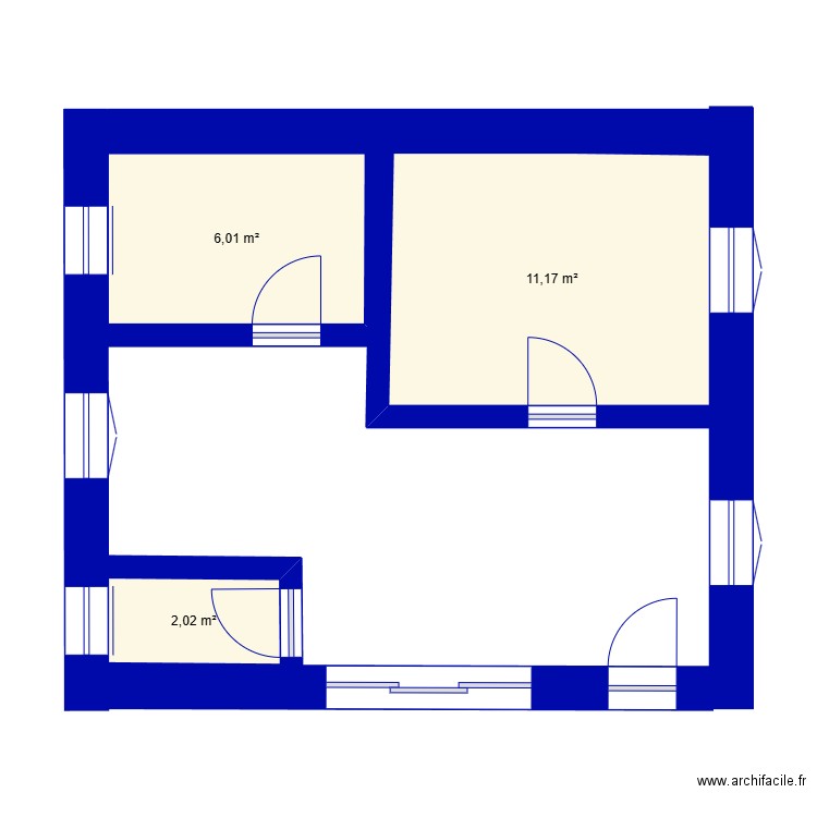 chalet. Plan de 3 pièces et 19 m2