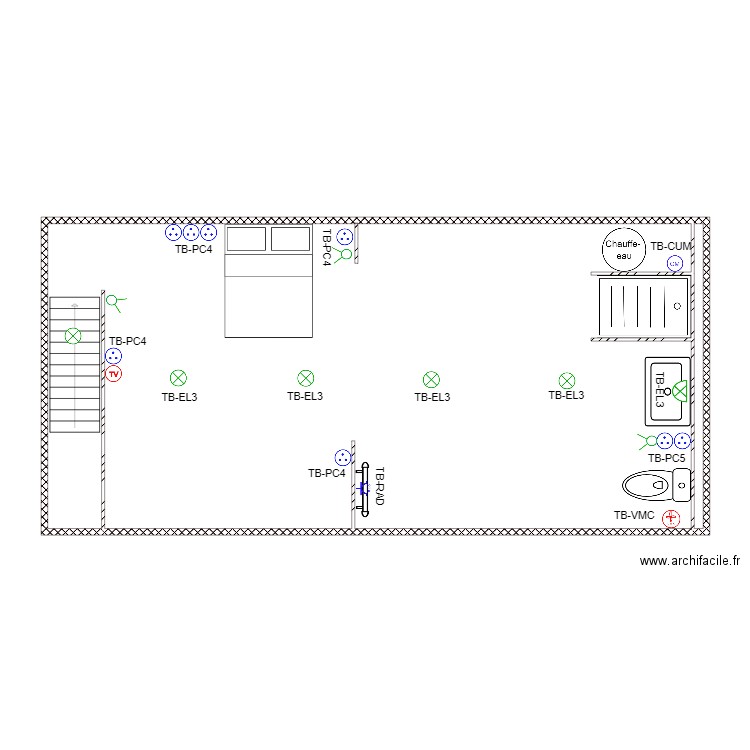 plan chambre comble . Plan de 0 pièce et 0 m2