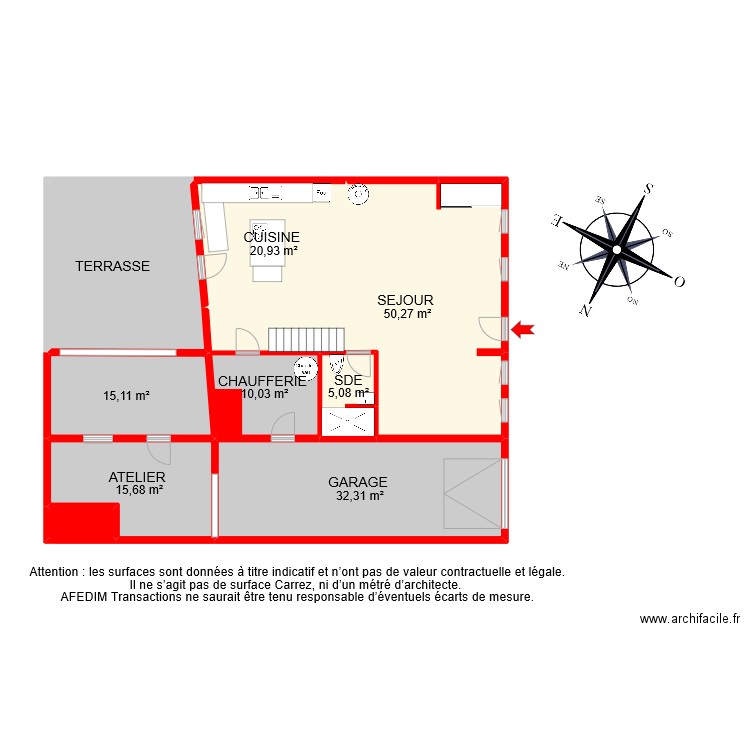 BI 8790 RDC. Plan de 9 pièces et 181 m2