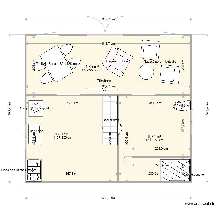 Rénovation et Extension . Plan de 3 pièces et 36 m2
