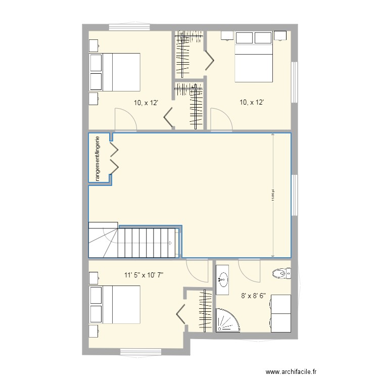 26 x 38 walk in entrée et 1 chambre rdc. Plan de 0 pièce et 0 m2