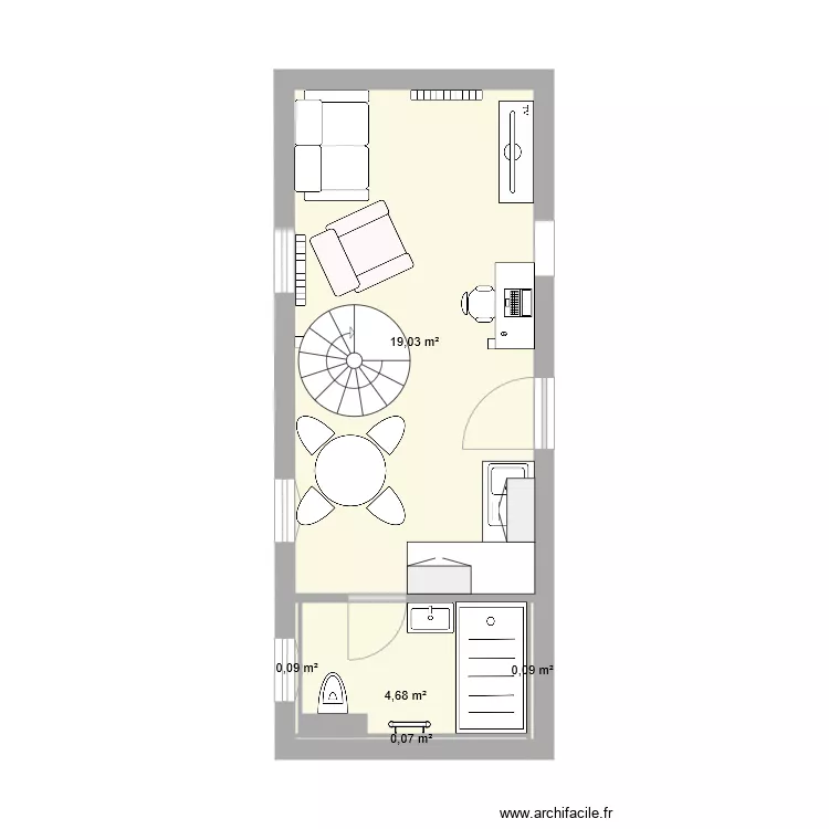Colas cabane with furniture. Plan de Colas cabane with furniture. Plan de