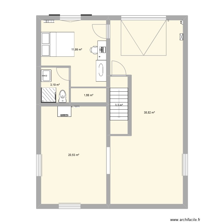 maison actuelle RDC rancé. Plan de 6 pièces et 80 m2