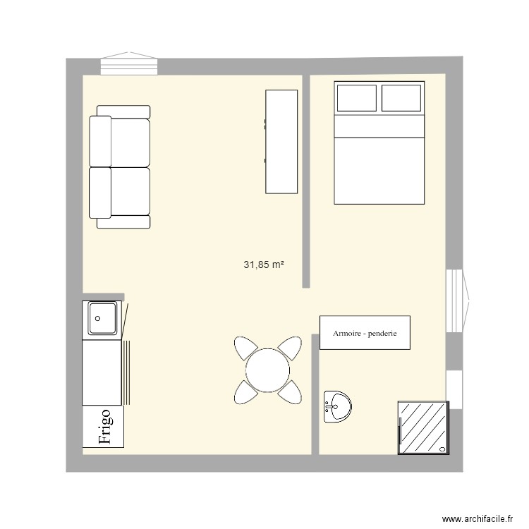 plan 2. Plan de 1 pièce et 32 m2