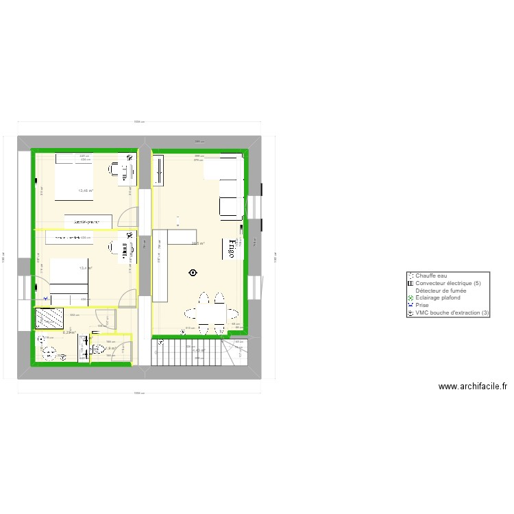 RDC du 21/04/2023. Plan de 7 pièces et 108 m2