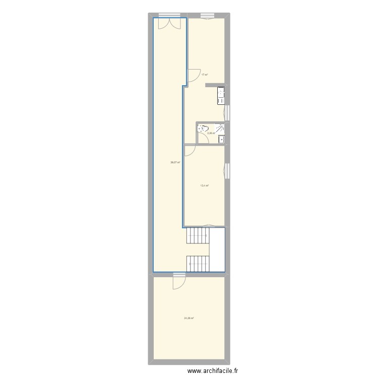 RDC BARDEZ OLORON . Plan de 5 pièces et 96 m2