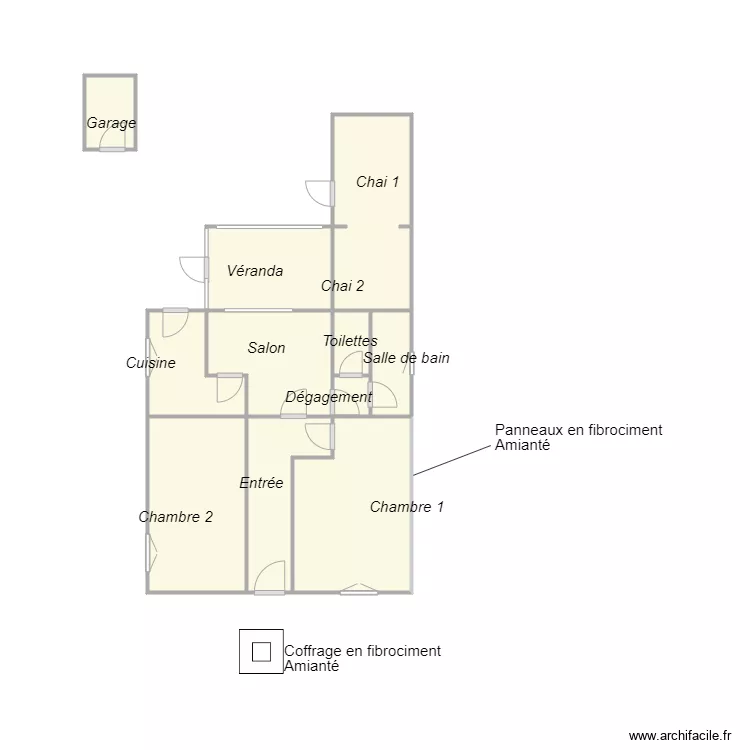 Croquis ABBAL amiante. Plan de 