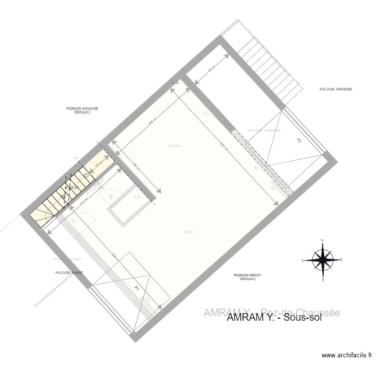 AMRAM Y_Sous-sol. Plan de 6 pièces et 142 m2
