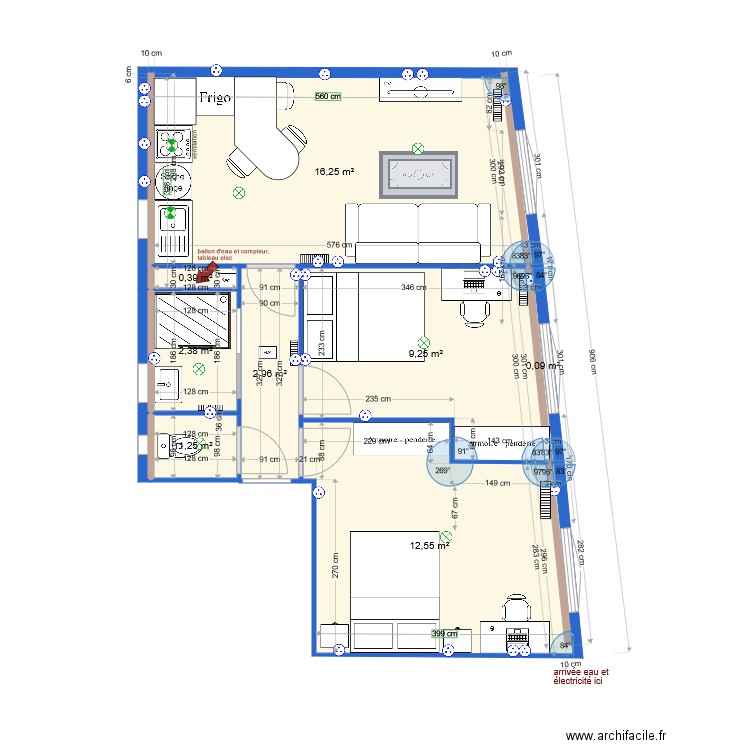 appartement rte Lodève V7. Plan de 8 pièces et 45 m2