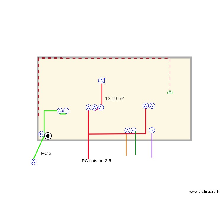 mur cuisine. Plan de 0 pièce et 0 m2