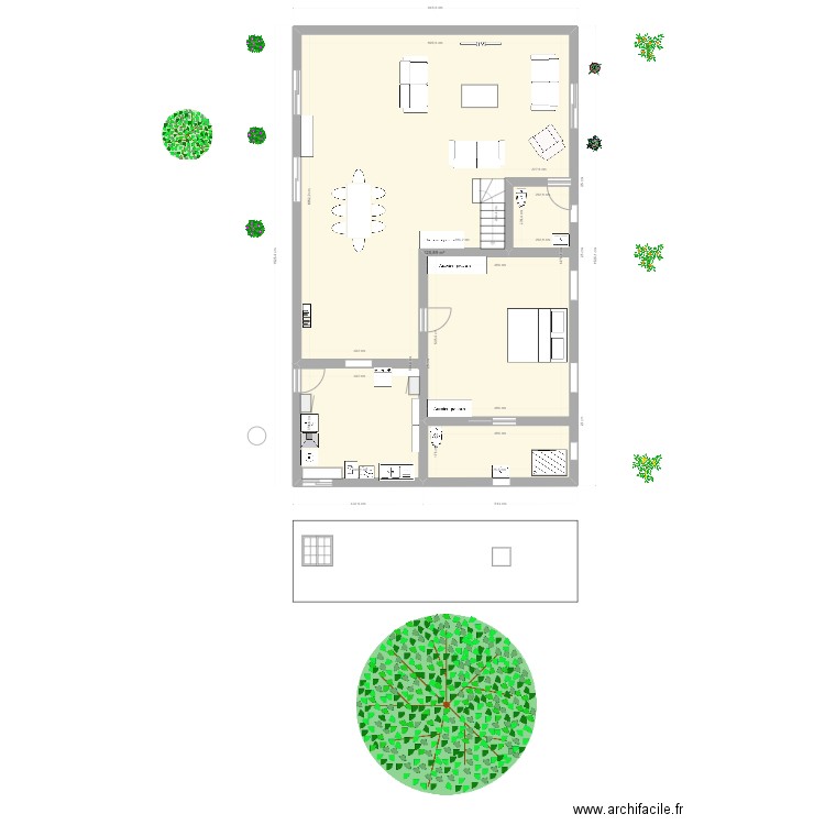 REZ DE CHAUSSE. Plan de 1 pièce et 126 m2