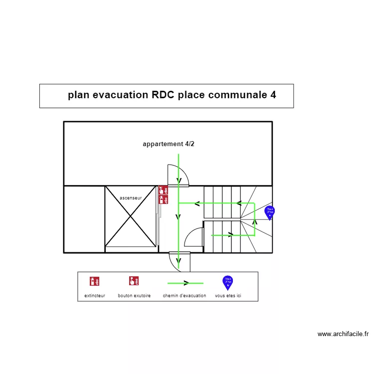 RDC cave communale 4/2. Plan de 