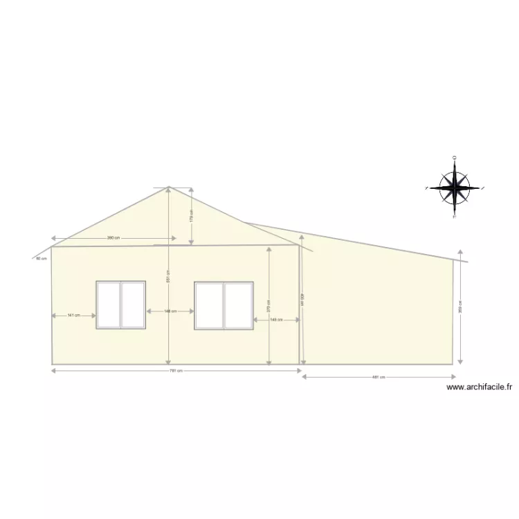 GARAGE FACADE EST av travaux. Plan de 