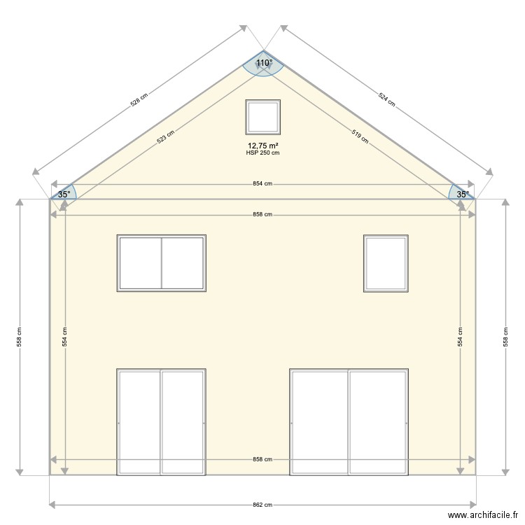 Façade SUD OUEST. Plan de 0 pièce et 0 m2