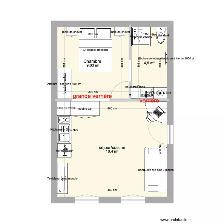 deux pièces. Plan de deux pièces. Plan de
