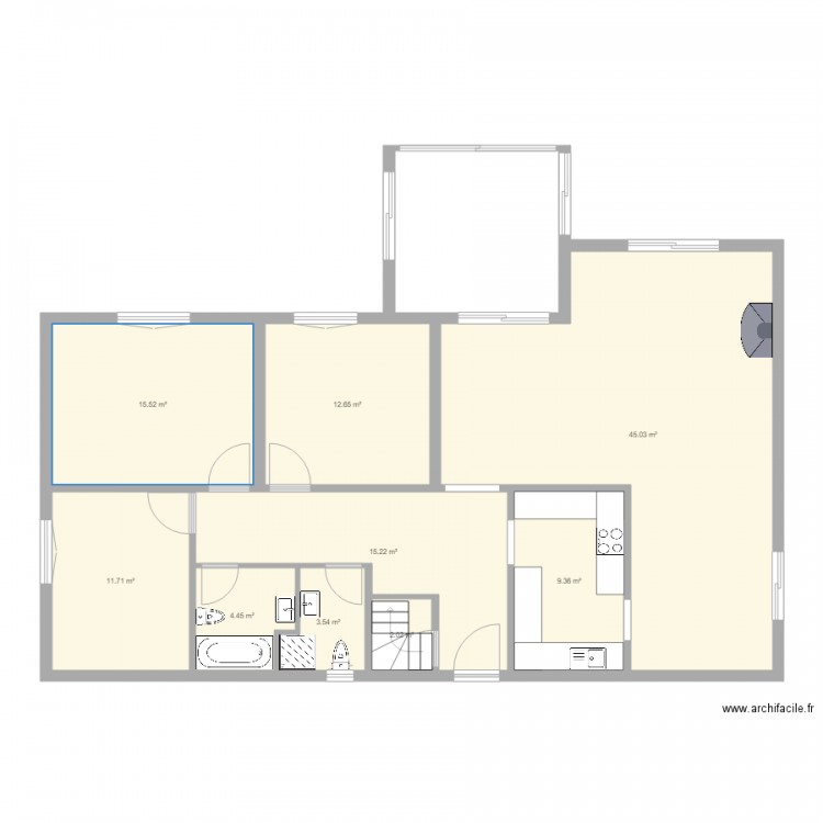 MAR. Plan de 9 pièces et 120 m2