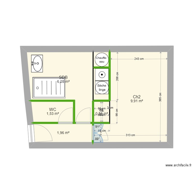 Projet zone2. Plan de 7 pièces et 22 m2